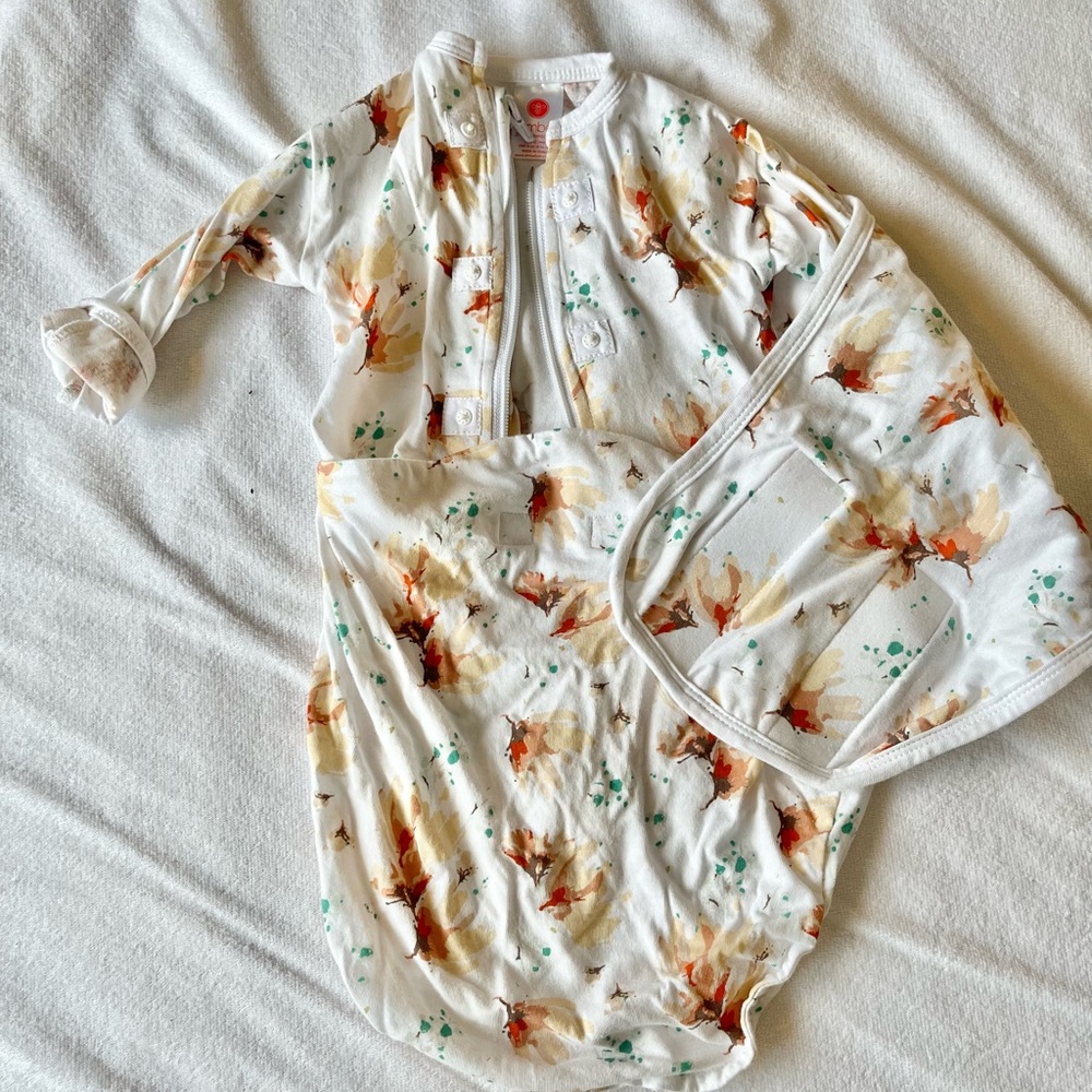 Embé Starter Long Sleeve Swaddle (Blush Blossom), 6-14lbs